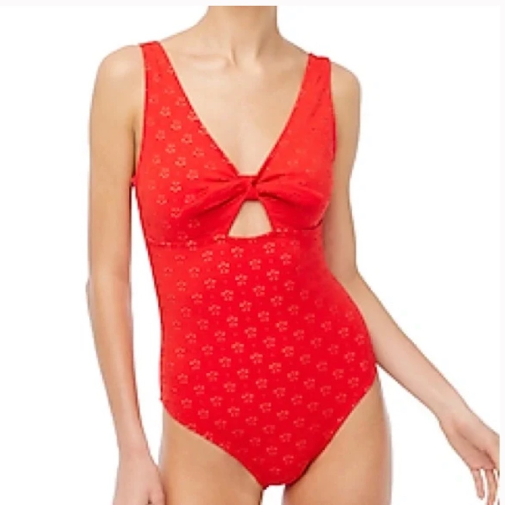 NWT J. Crew Eyelet cutout one-piece swimsuit with bow Large